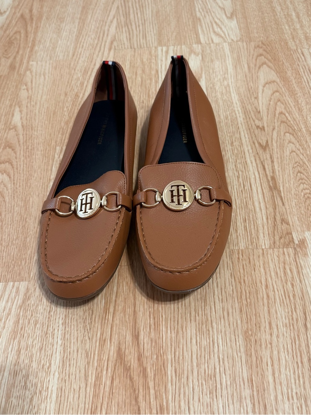 Tommy Hilfiger Tan Leather Logo Bit Loafers